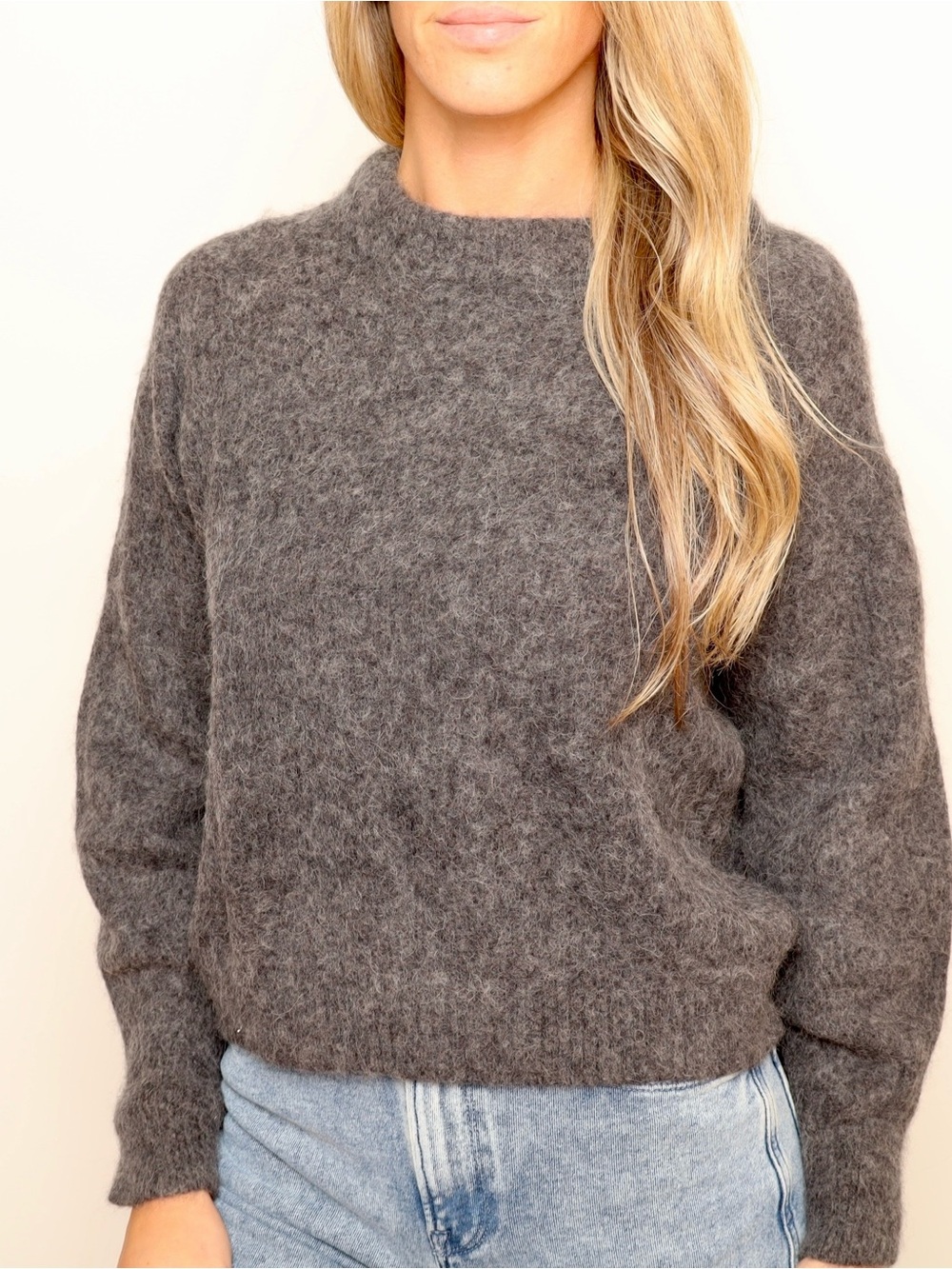 Everlane Oversized Alpaca Wool Crewneck Sweater Heather Charcoal Gray - Picture 2 of 6